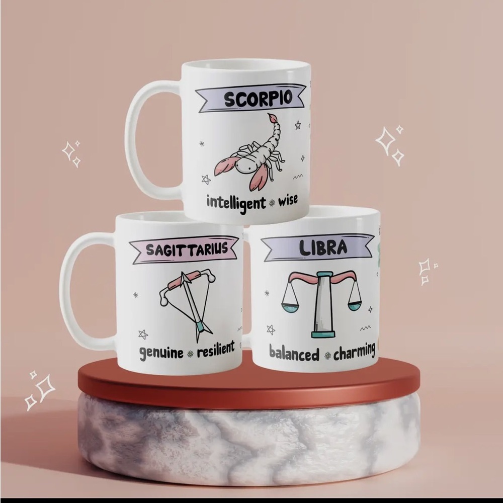 Zodiac Sign Ceramic Mugs - White